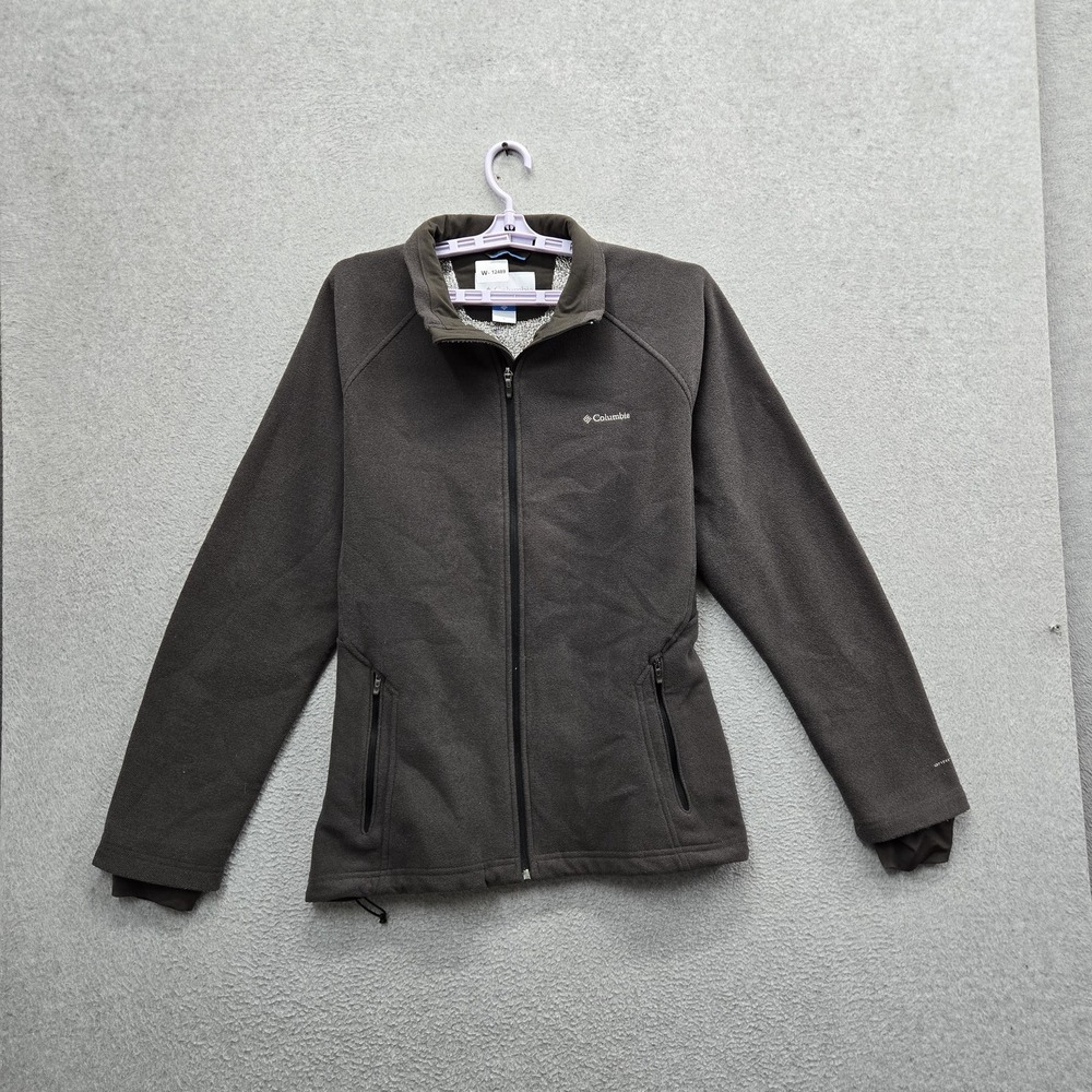 Columbia‎ Women Jacket L Gray Fleece Omni-Heat Activewear Zipper